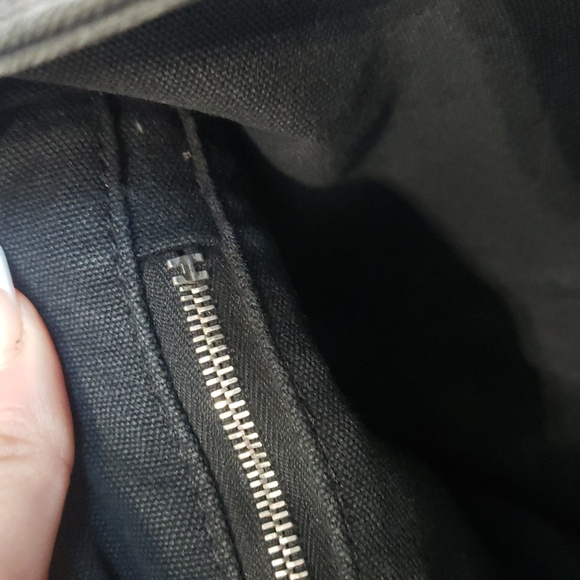 Hermes Rare Canvas Tote Stylish Black Tote Bag with Striped Handles Small - Picture 7 of 16